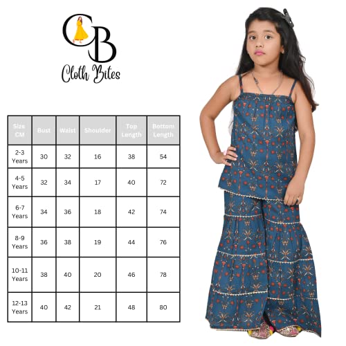Image of Printed Cotton Sharara Set for Kids, Traditional Dresses Set for Baby, Ethnic Outfits for Girls, Sleeveless Kurti Set