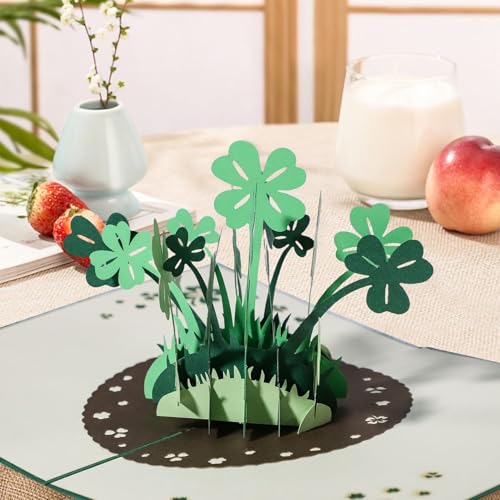 Pop Up 3d Grußkarten Karte Glücksklee Klapp,Popup Geburtstag,Gute Besserung,Genesungskarte,Glück Pop-Up Geburtstags-Karte Viel Geburtstagskarte Handgemachte,GlüCkwunschkarte für Neujahr,Danke Alles