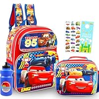 Disney Pixar Cars Backpack with Lunch Box for Kids - Bundle with Lightning McQueen 16\" School Bag, Lunch Bag, More | Cars School Supplies for Boys