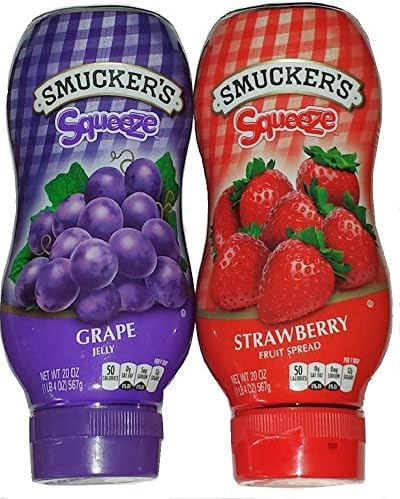 Smucker's SUPOOBE Squeeze Grape Jelly & Strawberry Fruit Spread, 20 oz bottles