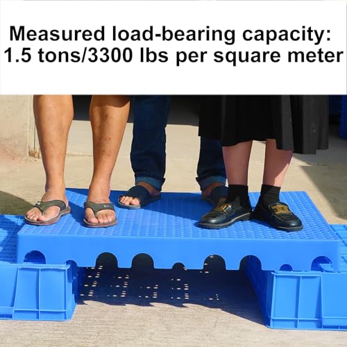 Plastics Pallet, Waterproof Storage Grid Pad, Plastic Pallets for Outside, Modular Interlocking Waterproof and Non-Slip Platform Rack, Load-Bearing 2200 Lb/m², Height 3cm/1.2\"(23.5 * 39.3 * 1.2\")