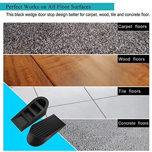Big Door Stopper 2 Packs Heavy Duty Wedge Rubber Door Stop Works On All Floor Surfaces Height Up To 1.9 Inches Non-Scratching Doorstops Special For Home Office School Heavy Door (Black) #TOP4