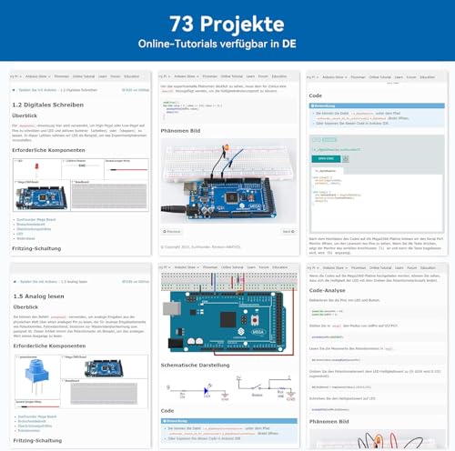 Arduino Starter Kit Sunfounder Project mit 73 Tutorials und Komponenten