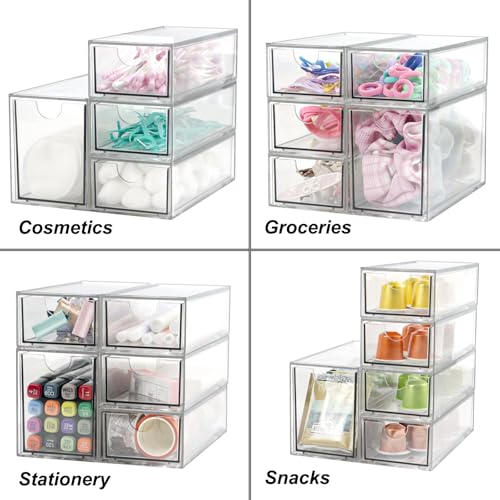Image of Acrylic Makeup Organizer, Clear Storage Organizer Desktop Stackable Storage Drawers, Plastic Organizer Bins for Makeup, Stationery, Cosmetics, Vanity, Bathroom,Cabinet,Pantry Office Desk (5 Drawers)
