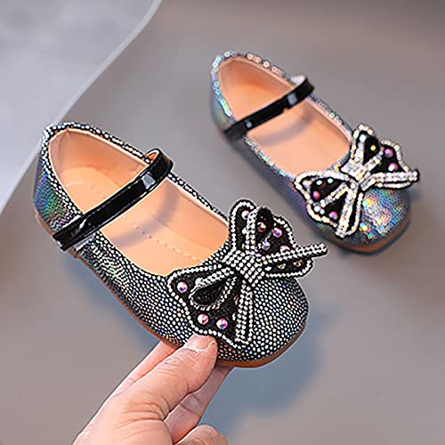 EnJoCho Girls Princess Shoes Star Sequin Sequin Rhinestone Bow Sandals Dancing Shoes Pearl Bling Shoes Single Kids Shoes2