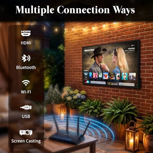 Image of 55 Inch Outdoor TV, 2000 Nits Ultra Bright 4K UHD Weatherproof Television, IP55 Waterproof Smart TV with WebOS 25, Outside TV for Backyard, Poolside, Deck & Patio