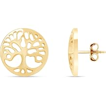 Tree Of Life Stud Earrings In 14k Gold Over Sterling Silver For Women for Women