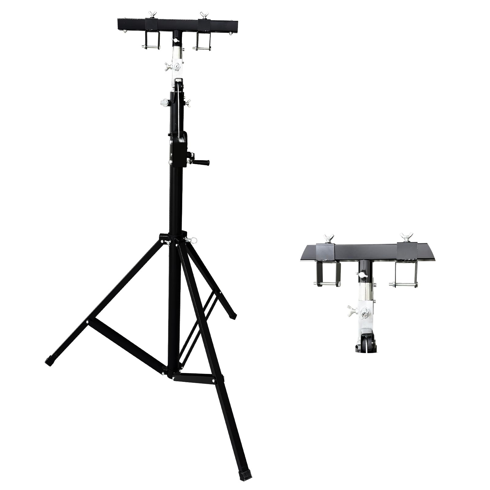 EQCOTWEA Portable Adjustable Height DJ Lighting Truss Stand 5.9-13.1Ft Crank-Up Triangle Light Stand Max 176LB Load Capacity, Non-Slip Self-Locking Crank, Ideal for Stage Design, Weddings, Events