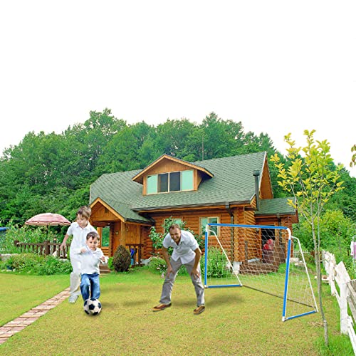 Anivia 4' X 6' Metal Frame Soccer Goals For Backyard With Net, Kids Foldable Portable 1:1 Based On Regular Football Goal - Blue #TOP3