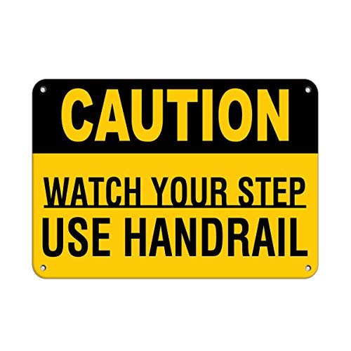 Caution Watch Your Step Use Handrail Watch Your Step Signs ���^���T�C�� �z�[���f�R���[�V���� �K���[�W �E�H�[���A�[�g 8 x 12 �A���~�j�E�� ���S �u���L�Ŕ� �M�t�g
