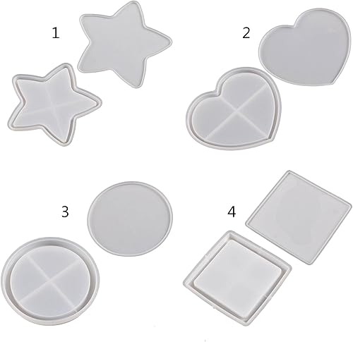 Miniatura 3 de Molde de resina de silicona con forma de corazón de estrella redonda, coctelera de epoxi, marco de arena movediza, molde de fundición de resina,