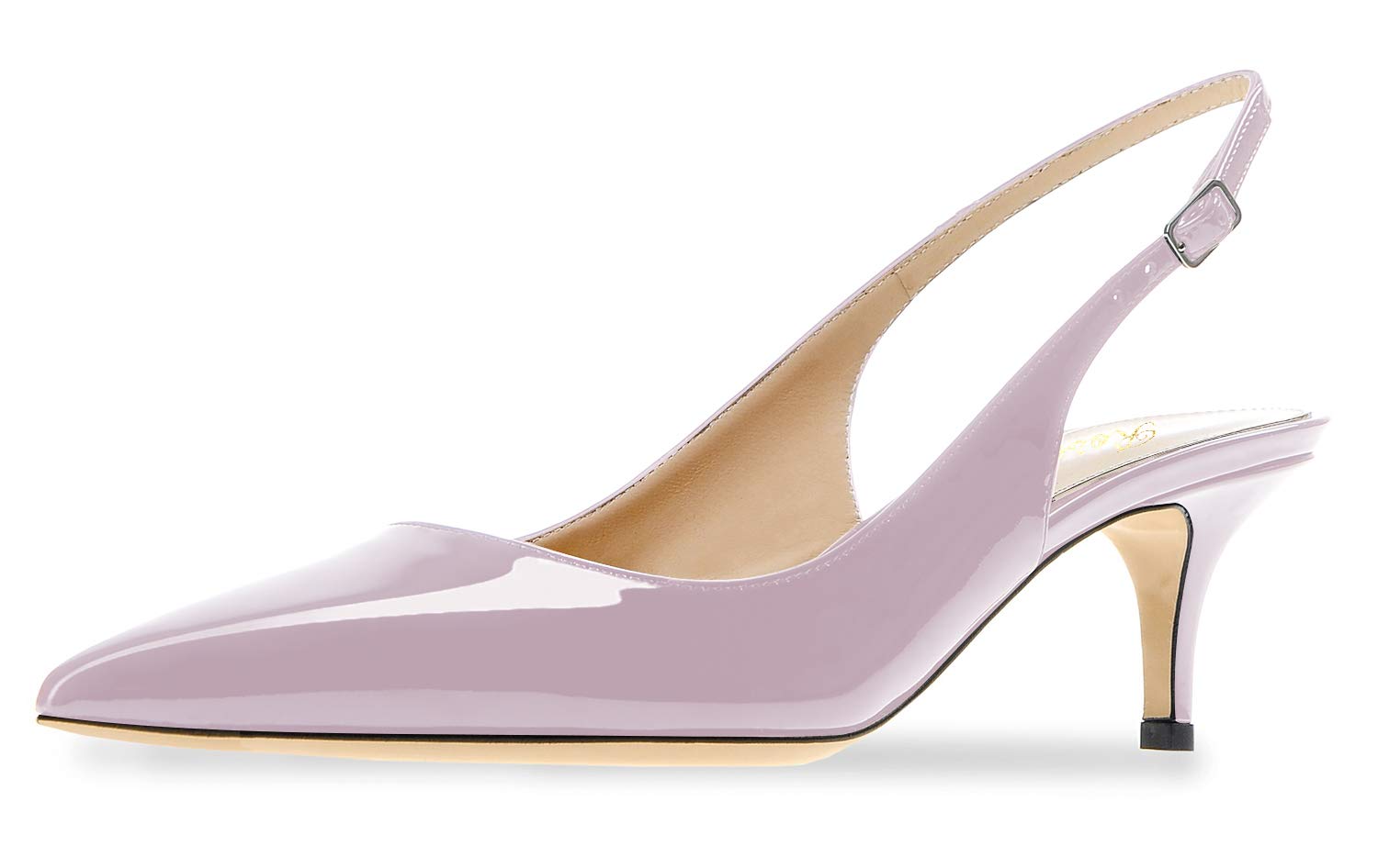 ROSEIDOL Women's Pointed Toe Slingback Kitten Heels,Ladies Ankle Strap Low Heel Pumps,Cute Evening Dress Shoes