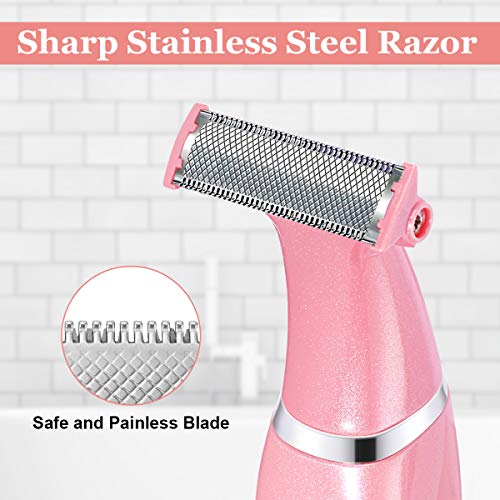 Bikini Trimmer Electric Razors For Women, Renfox Electric Shaver For Women Pubic Hair Arms Legs Underarms Area, Rechargeable Wet & Dry Painless Lady Shaver With 4 Trimming Combs #TOP1