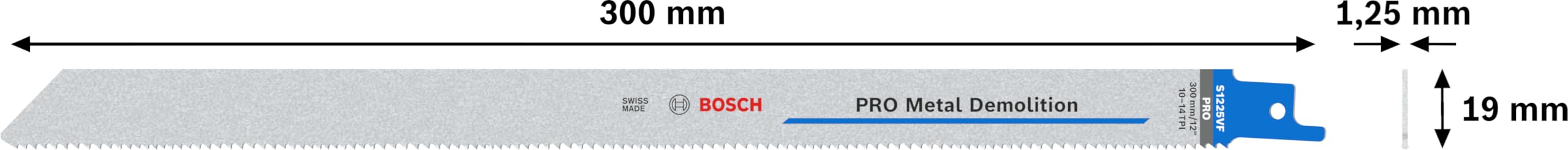 Bosch 5x PRO Metal S1225VF Demolition Säbelsägeblatt (für Rohre und Profile aus Metall, Nichteisenmetalle, Länge 300 mm, Professional Zubehör Säbelsäge)