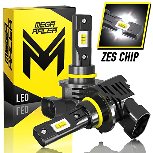 Mega Racer Wireless 9005 HB3 H10 9145 LED Headlight Bulbs - 50 Watt 6500K Daylight White 12000 LM ZES CSP Chip IP68 Waterproof Rating, 1 Pair
