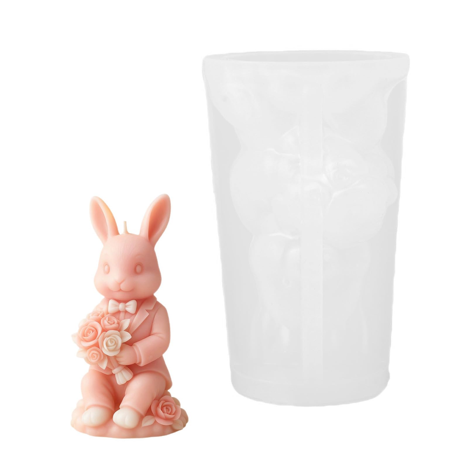 HZBB Hare Staue Silicone Molds for Resin Casting Making Soap Candy Chocolate Cake Baking Wedding Decorations Conies Candlewax Cast for Wedding