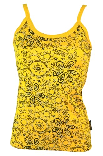 GURU SHOP Yoga Top Blümchen - Gelb, Damen, Baumwolle, Size:M/L