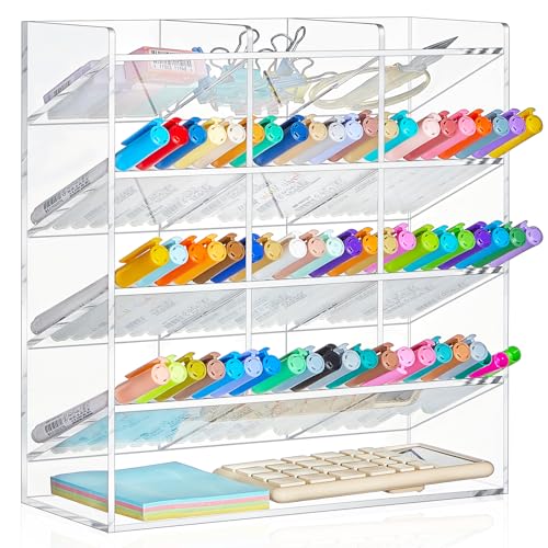 MotiMind Organizador de canetas de acrílico, organizador vertical...
