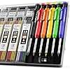 Nicpro 6 Pack Carpenter Pencil with Sharpener,Mechanical Pencils Set 54PCS Refills(Black,Red,Yellow,Blue,Green,White) Deep Hole Marker Construction Heavy Duty Woodworking -With Case