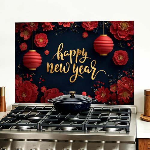 Image of Happy New Year Lantern Backsplash Peel and Stick, 35.4x23.6 in