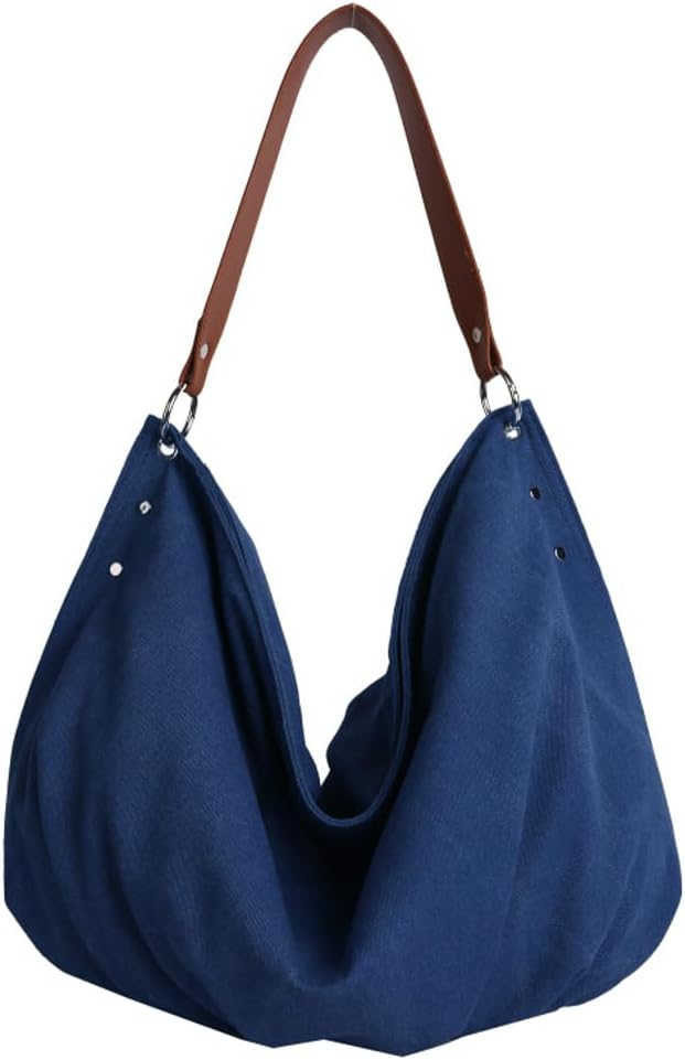 Large Canvas Hobo Bags Women Slouchy Crescent Crossbody Shoulder Bag Retro Underarm Satchel Purse Work Travel Tote Handbag