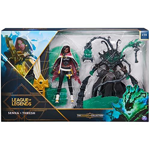 League Of Legends, 2-Pack, Official 6-Inch Senna And Thresh Collectible Figures, Glow-In-The-Dark With 4 Accessories, The Champion Collection, Collector Grade, Ages 14 And Up #TOP1