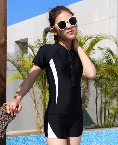 Image of Swim Suits for Teens Girls Two Piece Swimsuits Rash Guard Swim Set Bathing Suit Beach Shorts Swim Shirts Size 8,10-12,14-16