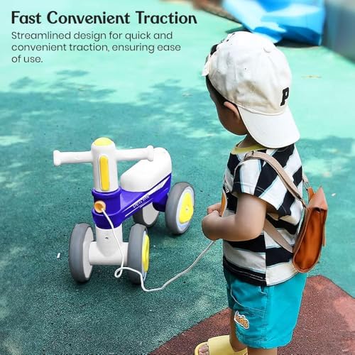 Image of StarAndDaisy Balance Bike /Push Ride on for Kids /Toddler with 4 Smooth Wheels, Music & Lights /Mini Bike for Kids - (Blue)