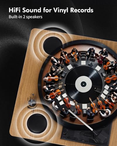 DCPICE Platine Vinyle, Tourne-Disque Bluetooth avec 3 Vitesses 33/45/78 RPM, 2 Haut-Parleurs Stéréo Intégrés, Lecteur LP, Conversion Vinyle en MP3, Entrée AUX, Sortie RCA, USB, Idée Cadeau - Les Beatles, Paul McCartney, John Lennon, RIngo Starr, George Harrison DCPICE Platine Vinyle, Tourne-Disque Bluetooth avec 3 Vitesses 33/45/78 RPM, 2 Haut-Parleurs Stéréo Intégrés, Lecteur LP, Conversion Vinyle en MP3, Entrée AUX, Sortie RCA, USB, Idée Cadeau – Image 3
