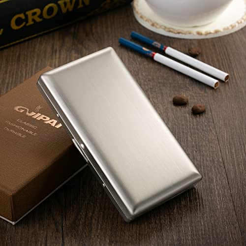 Vintage Argent Femmes Hommes Etui à cigarettes Métal Avec boîte cadeau ,Argent Boîte à cigarettes pour femmes antique Etui à cigarettes pour 100mm slim 20...