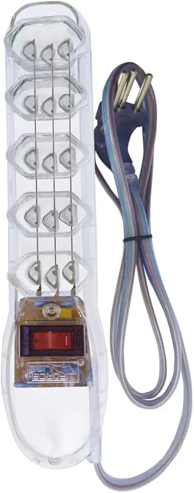 Filtro de Linha 5 Tomadas DPS Plus Transparente com Plug 90 Graus, Protetor Contra Surtos