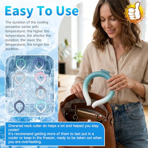 Image of Neck Cooling Tube 70% Gel Increase Ice Cooler Ring Wearable Cooling Neck Wraps for Summer Heat Body Cooling Products for Outdoor Indoor Activities Relief for Hot Flashes (Gradient Mint Green, L)