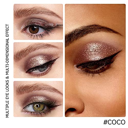 Maki Yika Liquid Glitter Eyeshadow, Metallic Eye Shadow High Pigment, Glitter Eyeshadow Quick Dry, Shimmer Eye Makeup For Party Office Daily Use (Coco #3) #TOP1