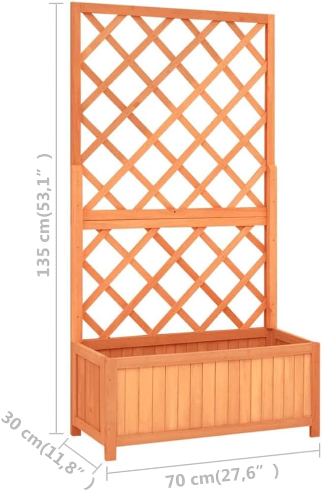 Garden Trellis Planter, Wood Planter with Trellis, Planter Box with Trellis, Raised Garden Bed Outdoor for Plants Hanging Flower Baskets, Brown 27.6"x11.8"x53.1" Solid Firwood