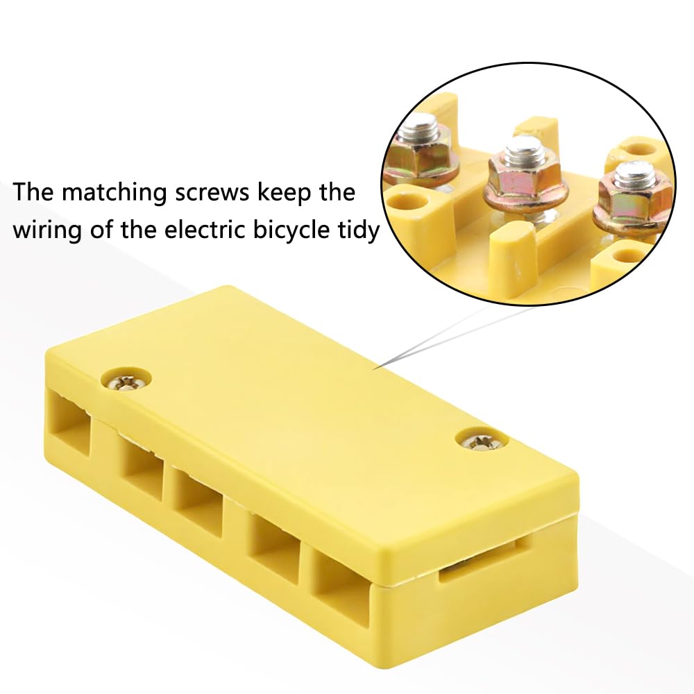 2 Pcs Electric Bike Connection Box, Insulation Phase Battery Wire Connector 5 Post Junction Box, for E Bike(Yellow)
