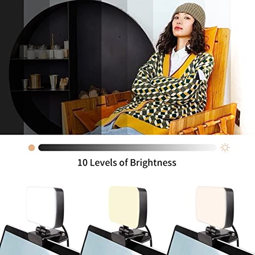 Image of Video Conference Lighting with 360 Rotatable Head, Rechargeable Webcam Light for Laptop, 120 LED Beads, 3 Color Temperatures, Stepless Brightness Adjustable Fill Light for Zoom Me