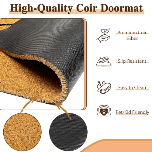 Fincekoom Personalized Natural Coco Coir Door Mat with Heavy Duty Backing Custom Non-Slip Front Door Welcome Mats for Outside Entrance or Porch Entry Housewarming Gift for Home Decor — view 5
