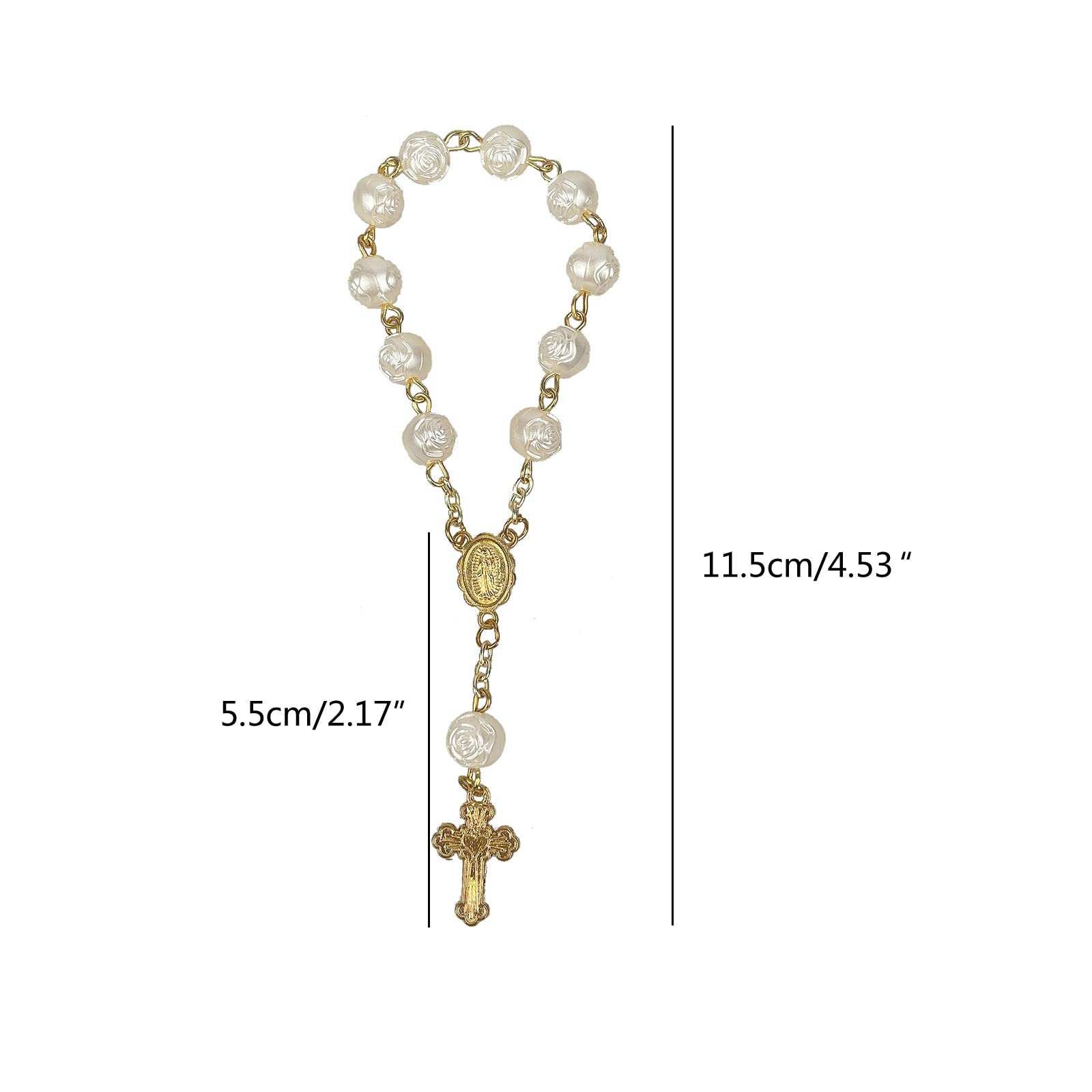 Chapelets À Doigts en Acrylique Chapelet Baptême Petit Chapelet avec Croix Faveur Fête pour Communion Baptême Fête Mariage Chapelets À Doigts Fausses Perles Catholiques Baptême Fête