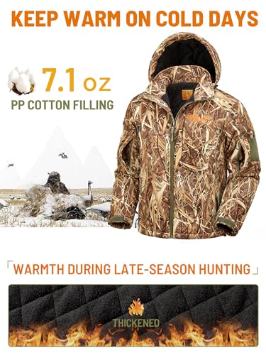 Image of NEW VIEW Insulated Hunting Jacket for Men Cold Weather, Warm Camo Hunting Jackets with Hood, Water Resistant Hunting Clothes