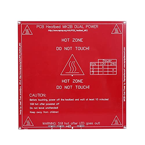 Lysee 3D Printer Parts & Accessories - PCB MK2B Heatbed 214214mm with led and 100K ohm thermistor and Cable Black/White/Red for 3D Printer - (Size: Black with Cable)