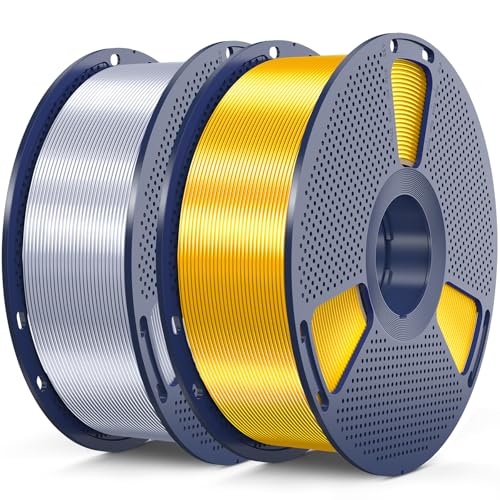 Image of SUNLU 3D Printer Silk Filament,Shiny Silk PLA Filament 1.75mm, Smooth Silky Surface, Great Easy to Print for 3D Printers, Dimensional Accuracy + /- 0.02mm, Silk Light Gold + Silk Silver 2KG