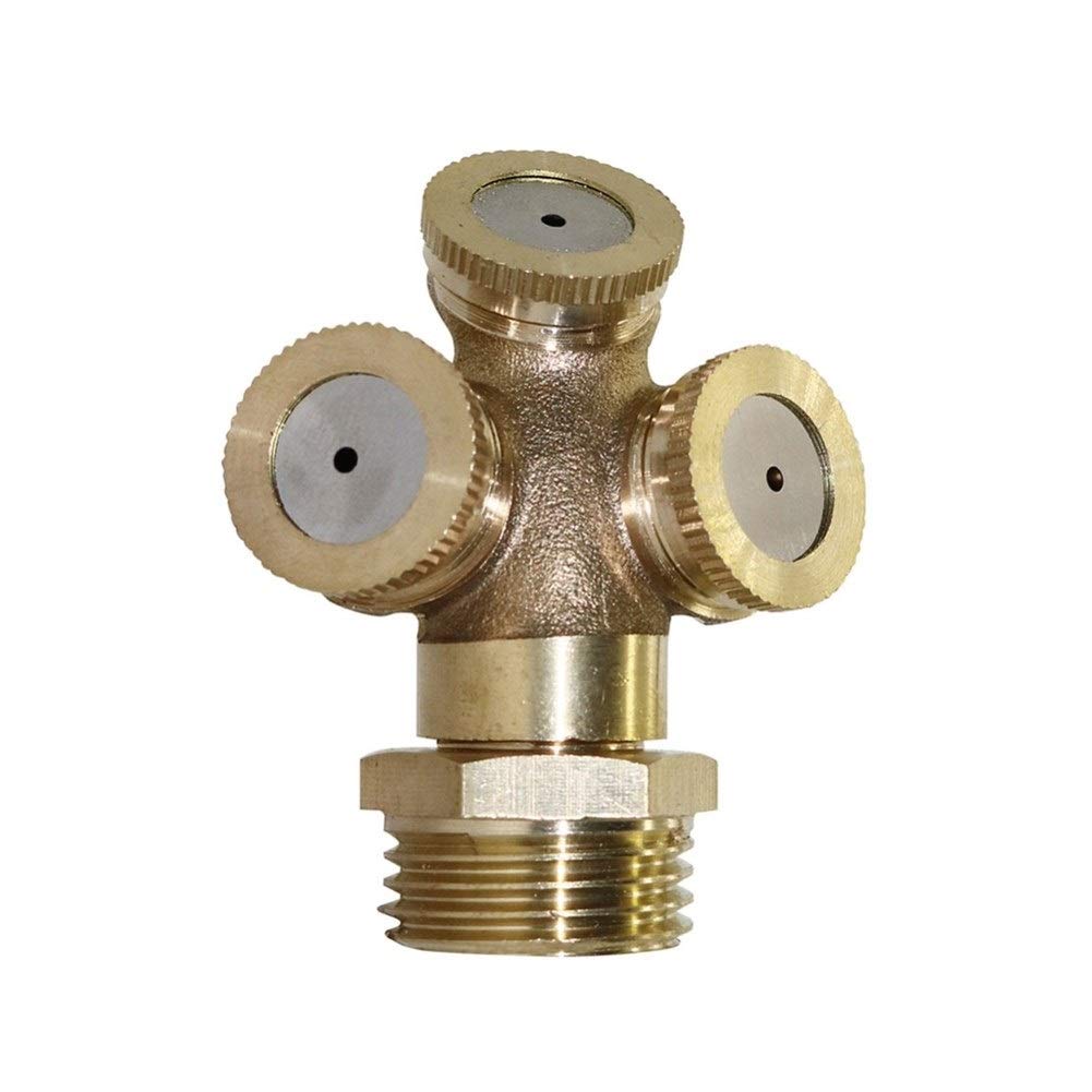 Buse de pulvérisation réglable en laiton pour l'irrigation de pelouse et l'arrosage du jardin, buse de brumisation à 3 trous, parfaite pour les serres et les outils agricoles, 1 pièce