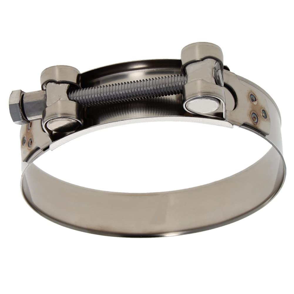 Juvielich T-Bolt Hose Clamp,Clamp Range 122-130mm,for Fuel Pump Filter Hose Plumbing Silver 2pcs