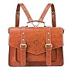ECOSUSI Backpack for Women Briefcase Messenger Laptop Bag Vegan Leather Satchel Work Bags Fits 15.6 inch Laptops, Brown