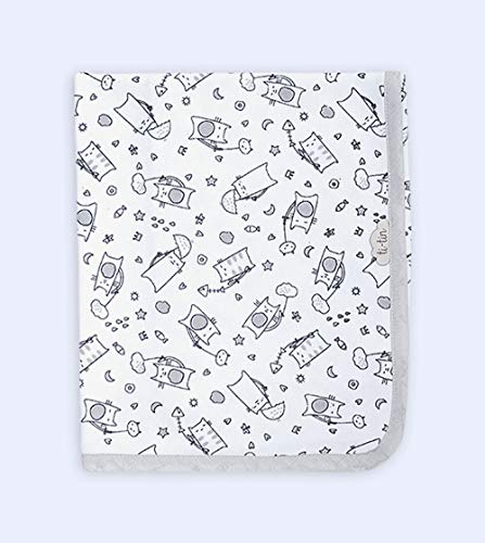 Ti TIN - Arrullo para Bebé de Doble Capa de Punto Suave y Absorbente 100% Algodón con Doble Tejido Interlock, Estampado de Gatos Panda Color Gris.