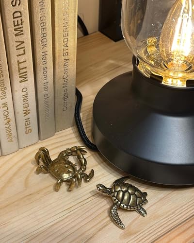 2PCS Mini Turtle & Crab Sculptures: Antique Brass Figurine Set - Handmade Zen Bookshelf Decor | Coastal Desk Statue Gift for Women, Office, Mantel - Image 5