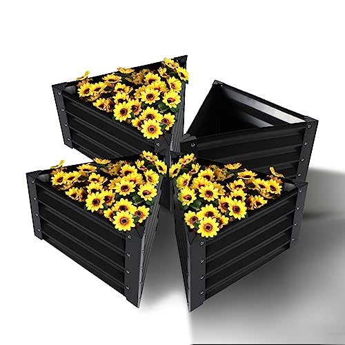 Oazalda (4 Pack Triangle Shape Planter Raised Garden Bed 31X31X17Inchs 0.42Mm Aluminized Zinc Raised Garden Bed Small Raised Garden Bed For Vegetables,Flowers,Herbs,Plant Planter Box #TOP7