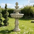 Naturefalls 42.5" Water Fountain Outdoor - Large Waterfall Fountain Outside, 3-Tiers Cascading, Fiber Reinforced Concrete, Indoor and Outdoor Fountain for Garden, Patio, Backyard, Lawn, Yard Decor