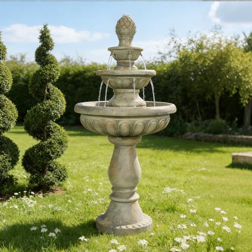 Naturefalls 42.5' Water Fountain Outdoor - Large Waterfall Fountain Outside, 3-Tiers Cascading, Fiber Reinforced Concrete, Indoor and Outdoor Fountain for Garden, Patio, Backyard, Lawn, Yard Decor