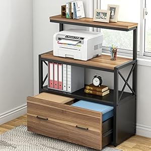 Tribesigns Lateral File Cabinet Modern Filing Cabinet with 1 Large Drawer, Printer Stand with 3 Open Storage Shelves for Home Office